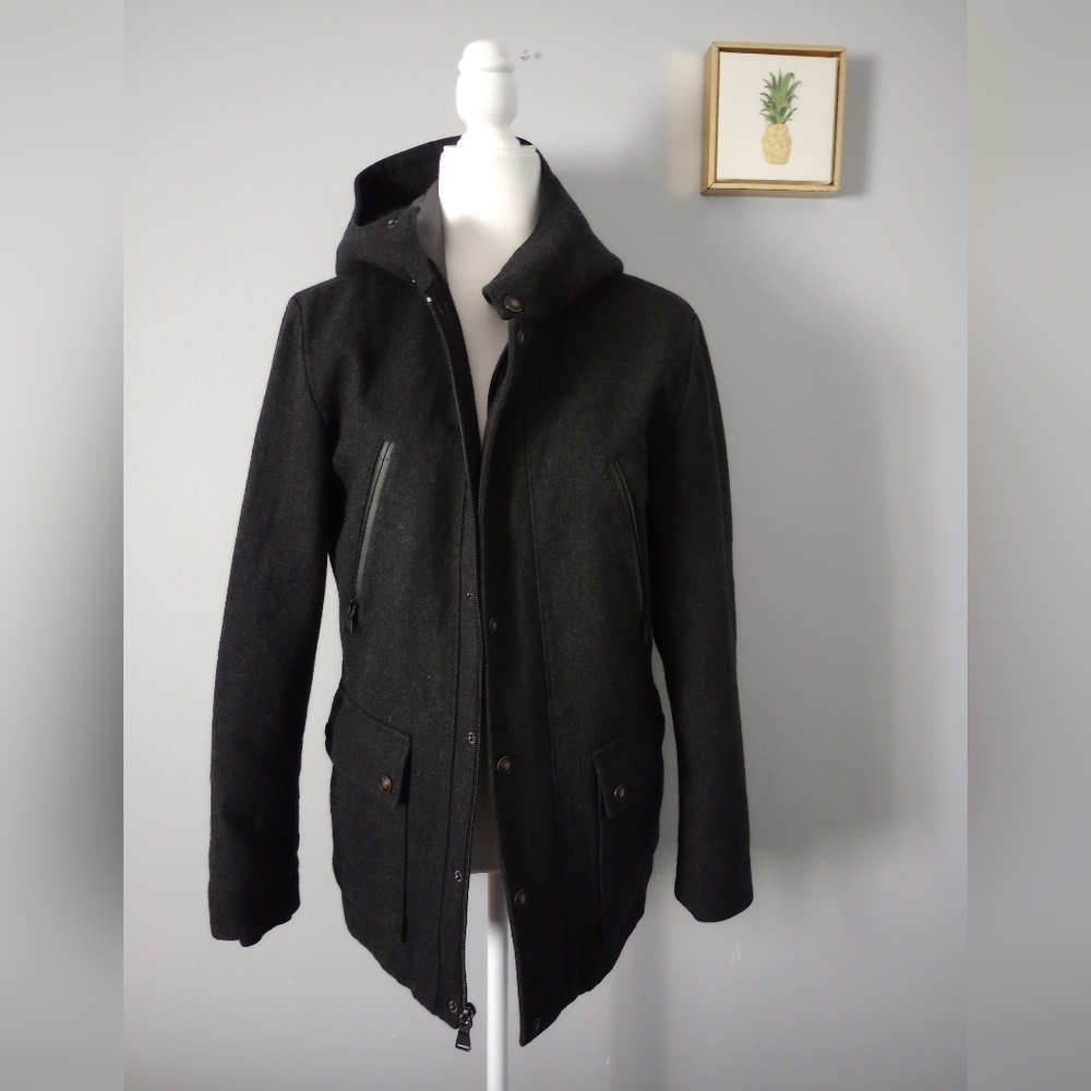 Express Tech Jacket Women gray warm size XS/TP Hoodie Wool Blend Winter coat